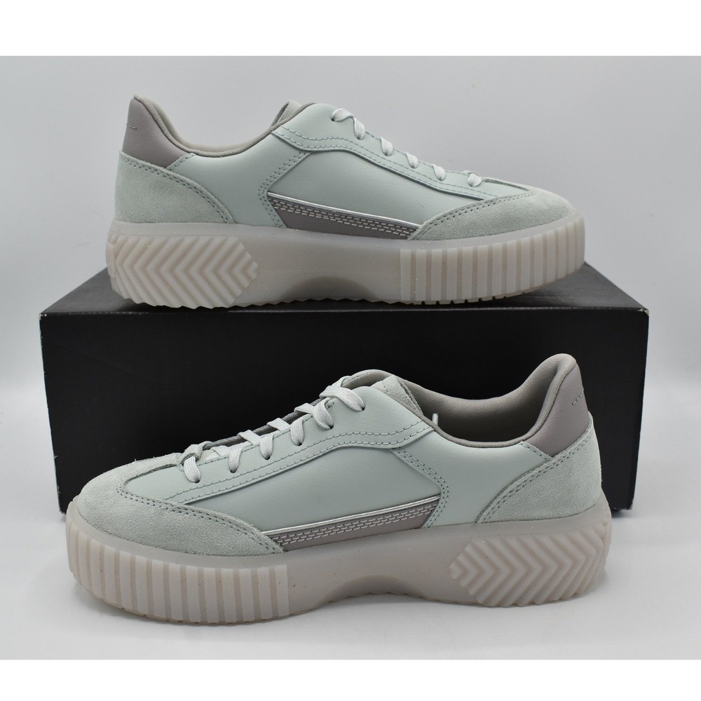 Sorel ONA Ave T-Toe Sneaker Womens 7.5 Cool Green Chrome Grey New Platform Suede - Picture 10 of 12